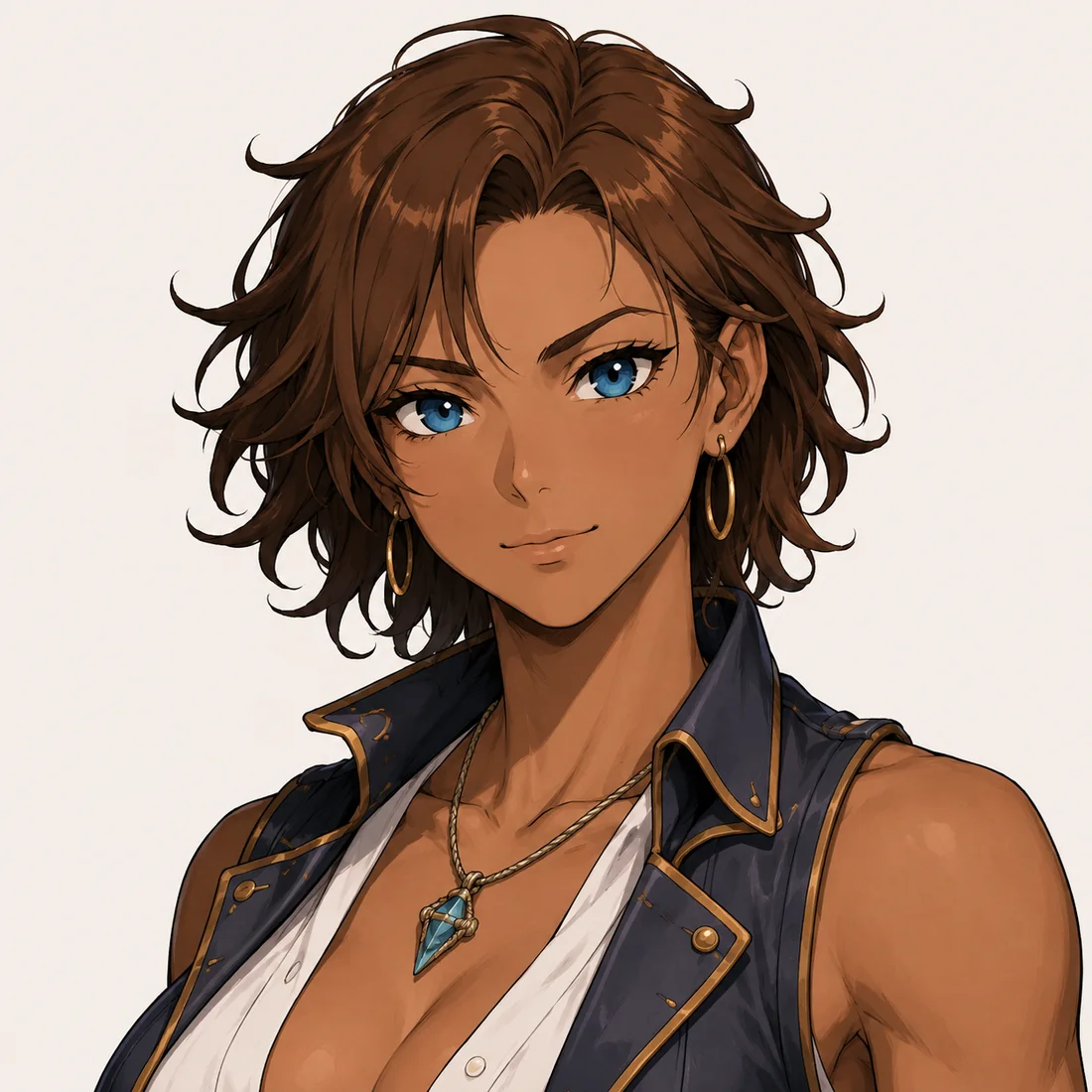Portrait of Kaia Stormtide, the shop’s energetic fishing and boating specialist.