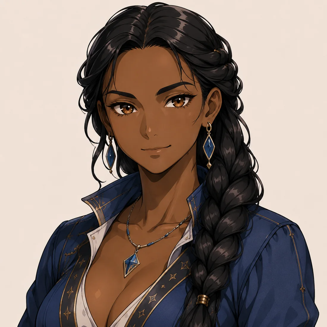 Portrait of Selene Vaelor, healer and keeper of the shop’s medicinal supplies.